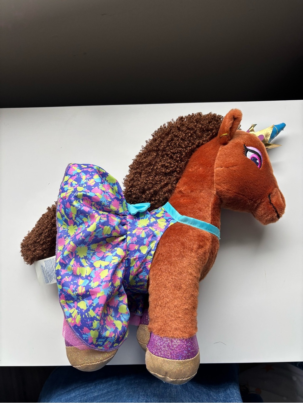 BUILD-A-BEAR unique Afro unicorn plush with tutu brown - Picture 4 of 5